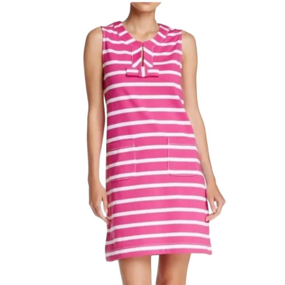 Kate Spade Nautical Pink White Stripes Cotton Preppy Mini Shift Dress XL
